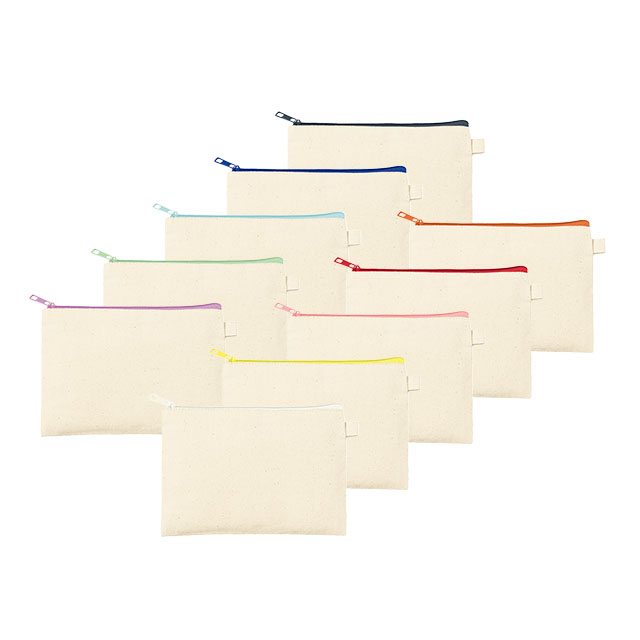 TR・カラーファスナーキャンバスフラットポーチ No.2 10オンス